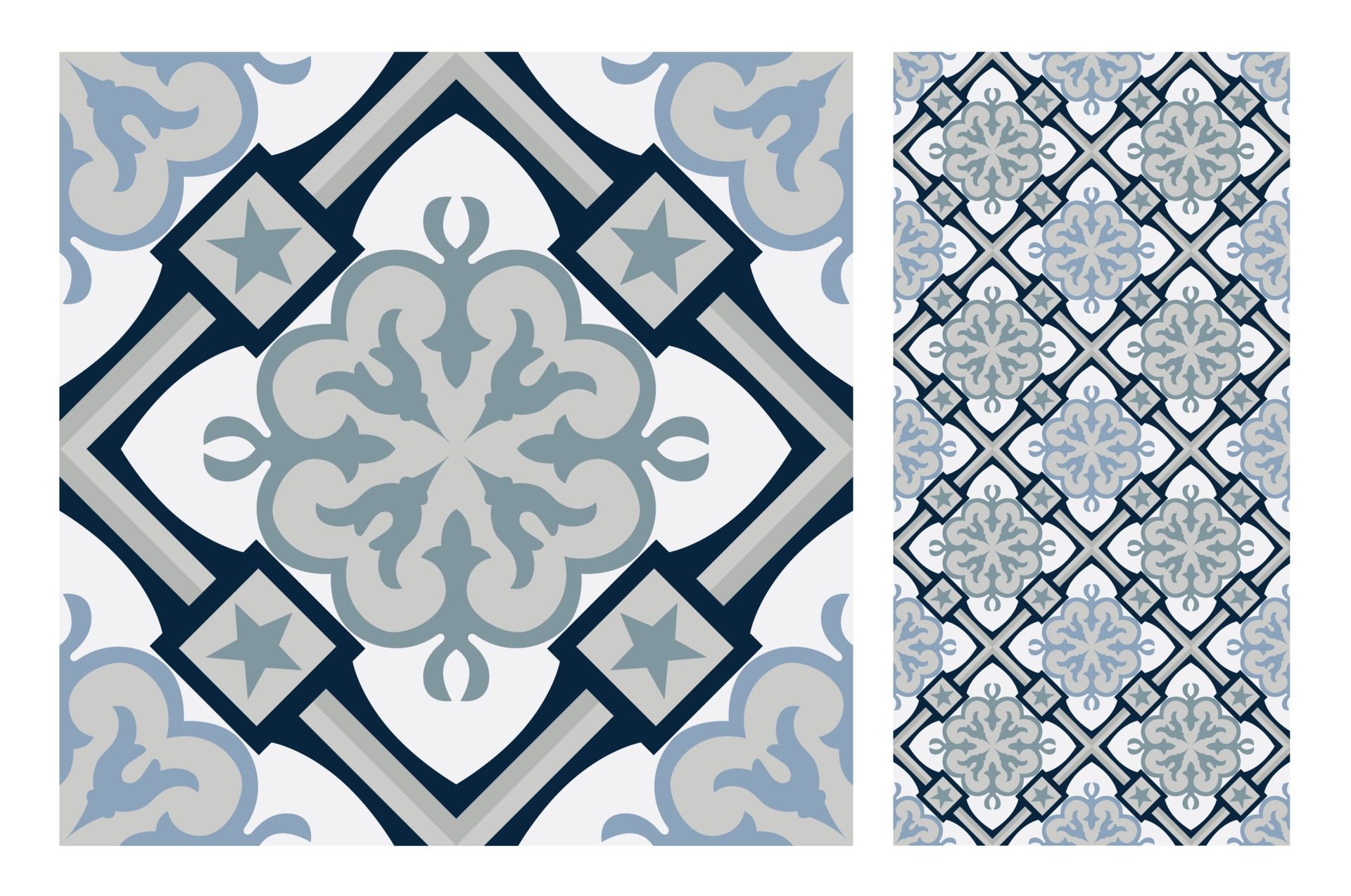 vintage tiles patterns antique seamless design Free Vector