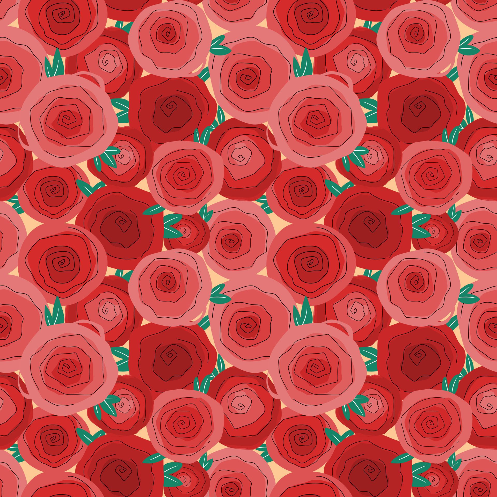 Rose seamless background. Wrapping paper pattern. Decorative vector. Free Vector and Free SVG