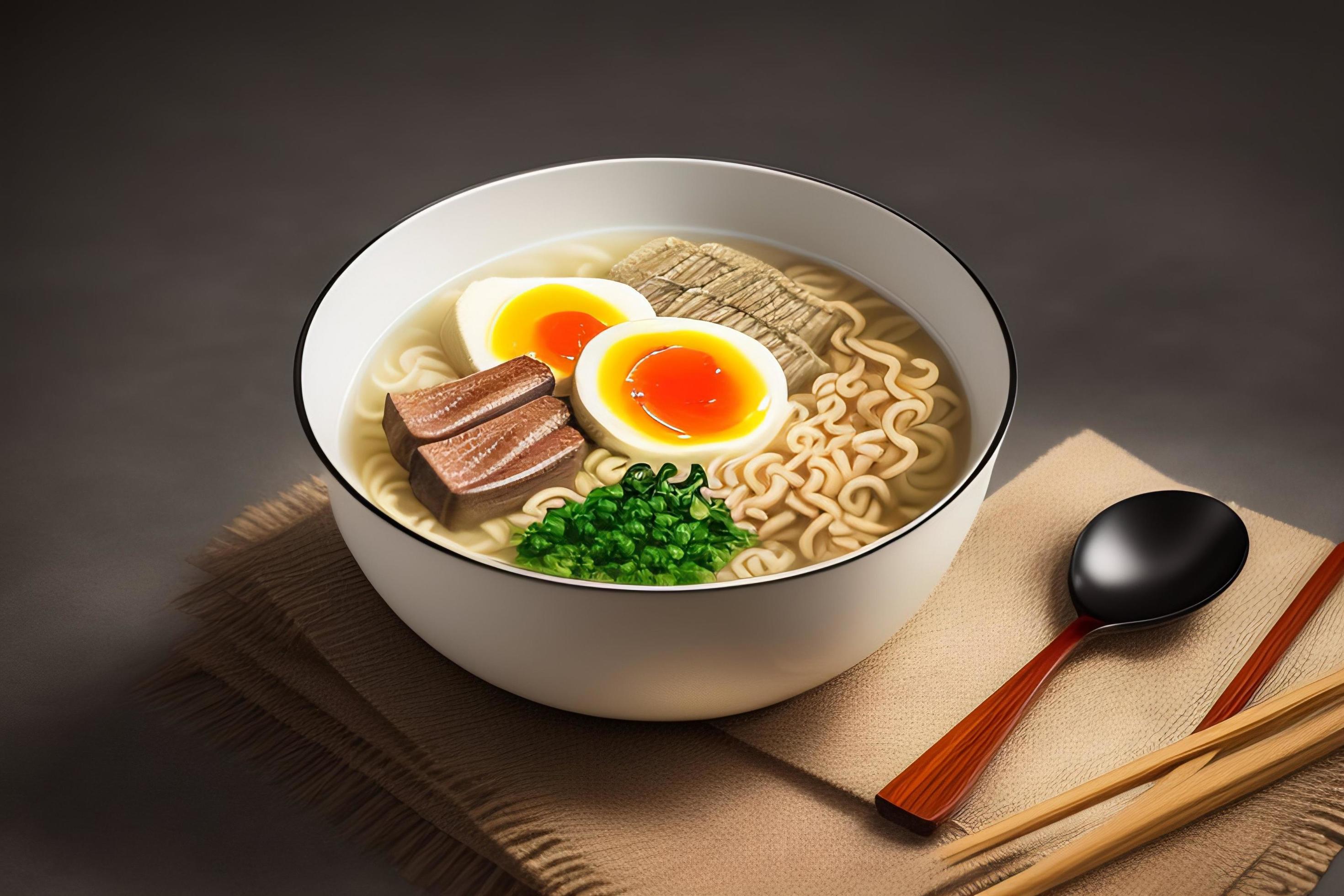 Delicious noodles. Fast food meal with appetizing pasta and chopsticks. Stock Free