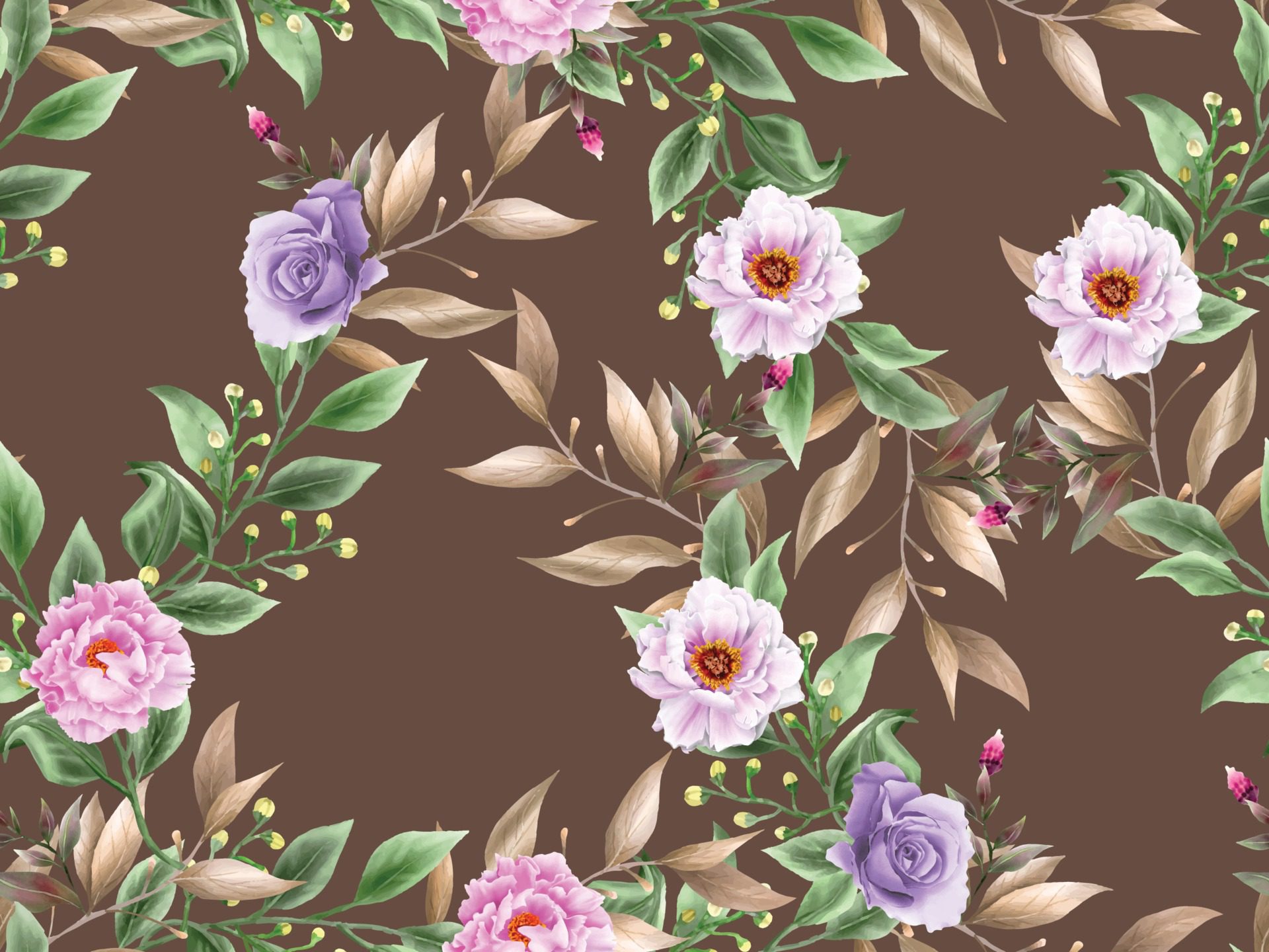 beautiful floral watercolor seamless pattern Free Vector