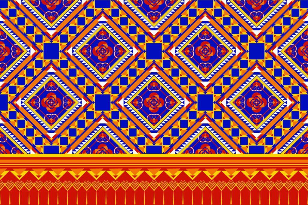 geometric ethnic pattern. Can be used in fabric design for clothing, textile, wrapping, background, wallpaper, carpet, embroidery style Free Vector