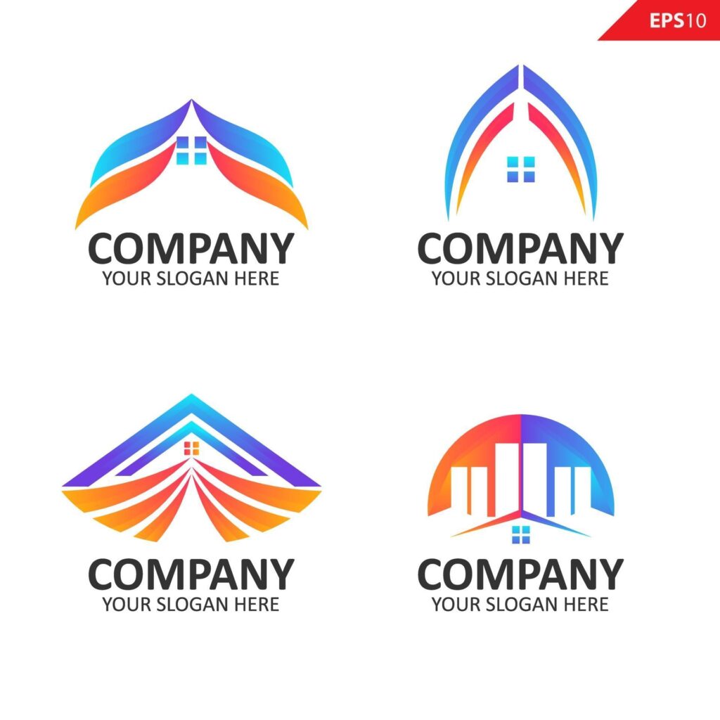 Real estate logo Collection Colorful logo design template Stock Free