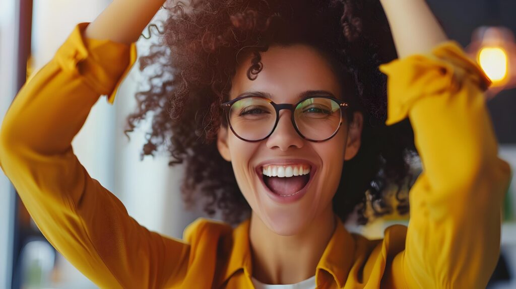 Cheerful and Confident Young Business Consultant Smiling Joyfully in Office Environment Stock Free