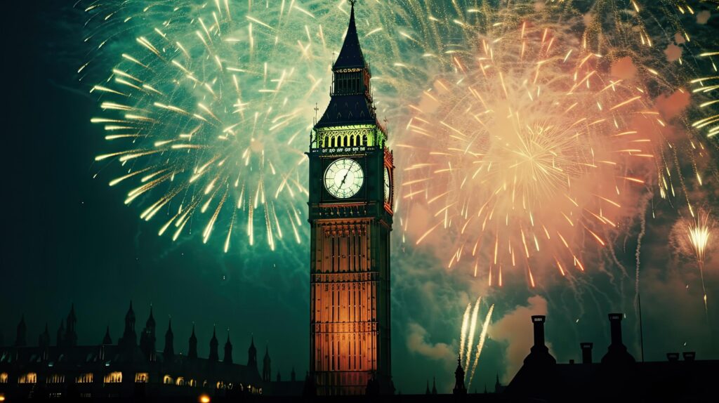 Holiday Fireworks in London. Illustration Stock Free