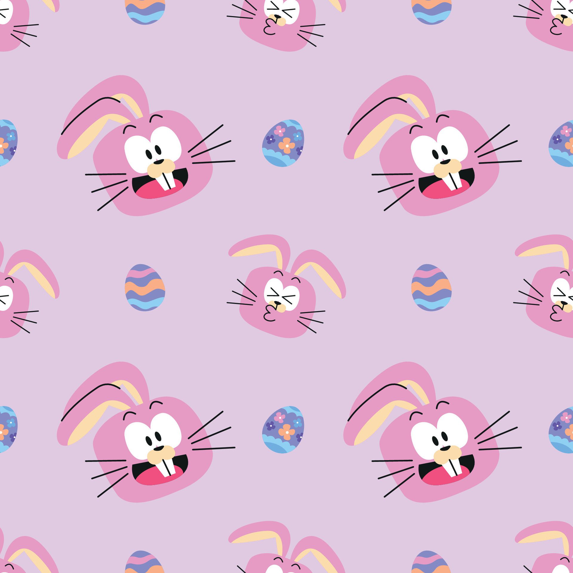 FUNNY EASTER BUNNY AND EGG SEAMLESS PATTERN Free Vector