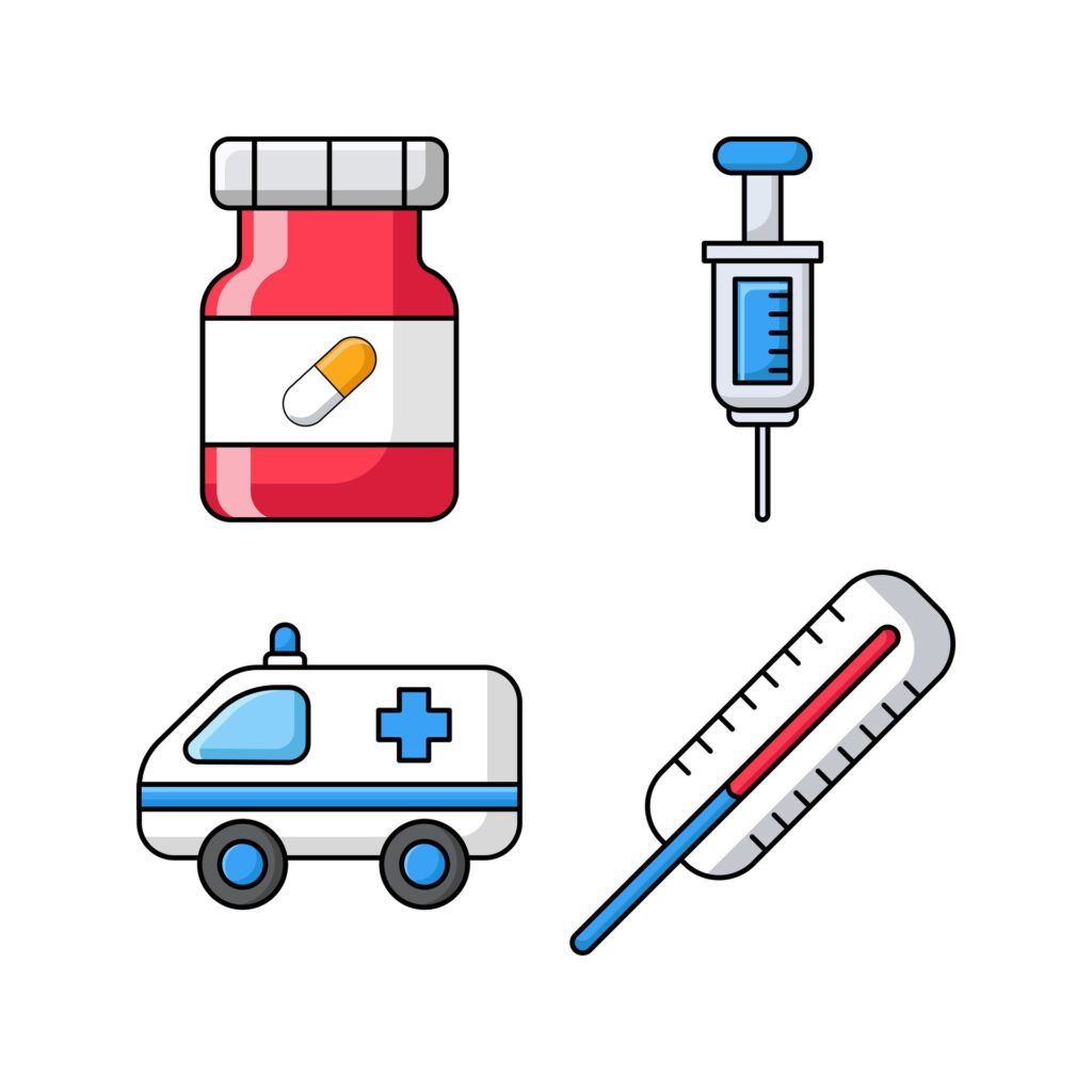 Set of medical Care. Editable Fully. Stock illustration on white background Free Vector