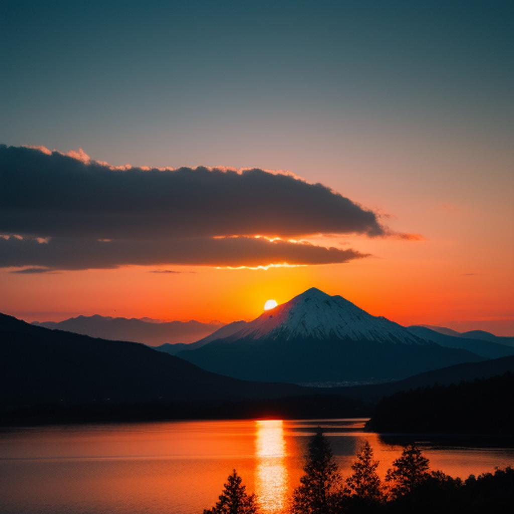 Background, Mountain with sunset by @ai_generated