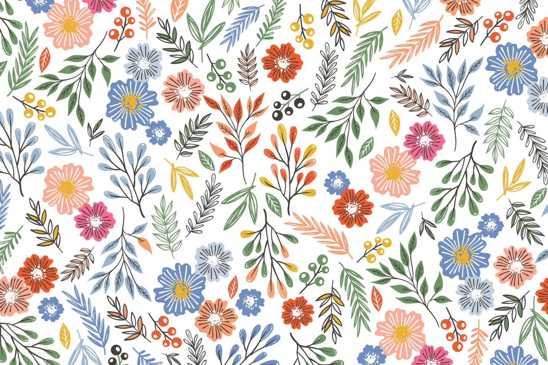 COLORED FLOWER PATTERN Free Vector