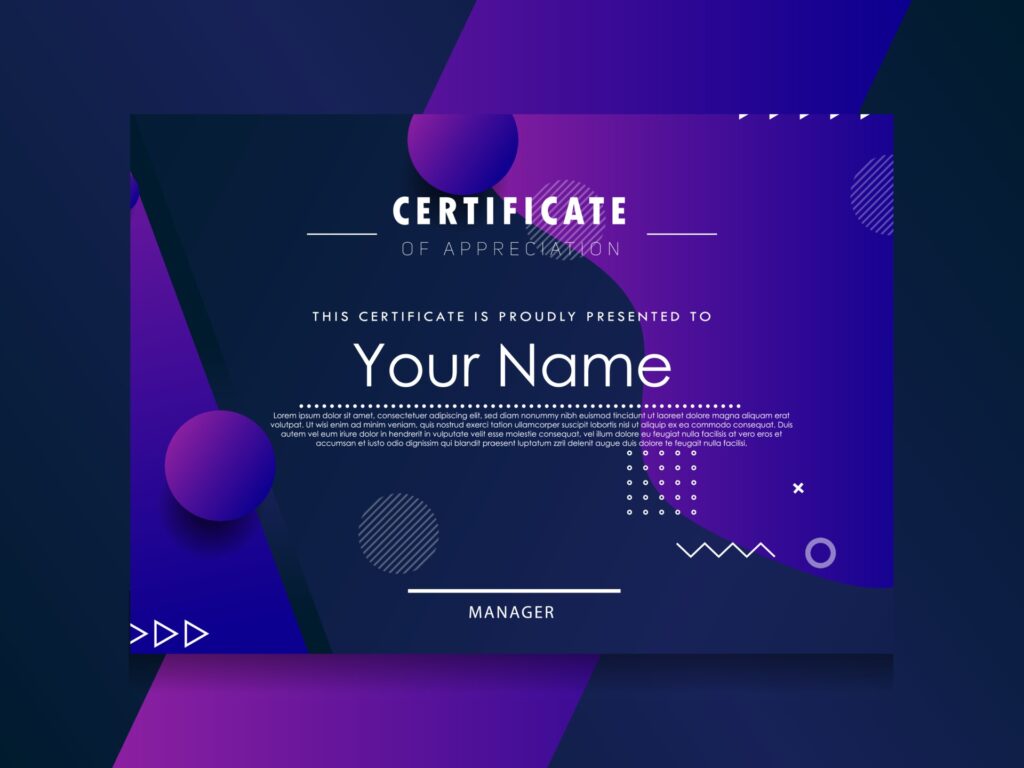 Certificate of Appreciation template.Trendy geometric design. Free Vector