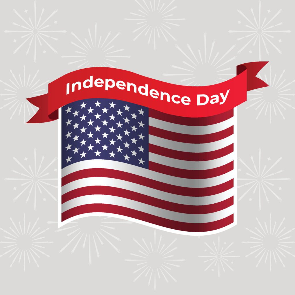 USA Wavy Flag Independence Day Banner Background Free Vector