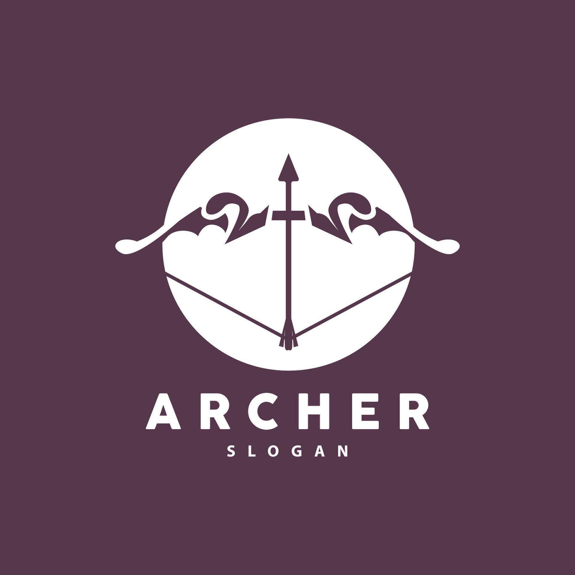 Archer Logo, Archery Arrow Vector, Elegant Simple Minimalist Design, Icon Symbol Illustration Template Stock Free