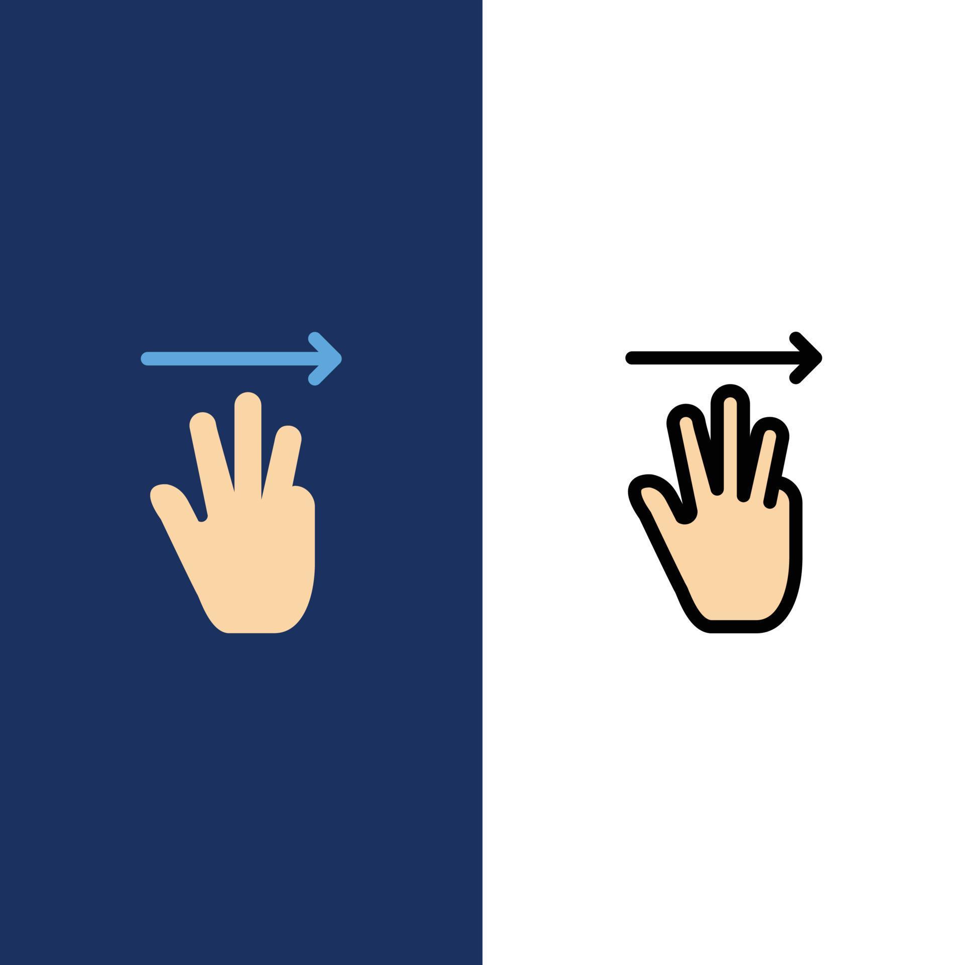 Hand Hand Cursor Up Right Icons Flat and Line Filled Icon Set Vector Blue Background Stock Free