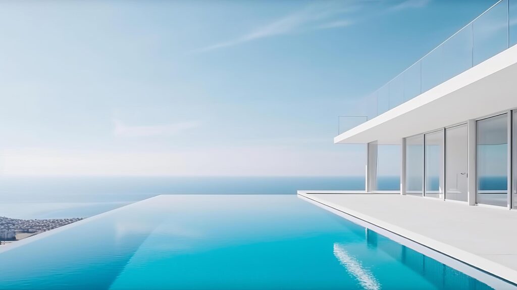 Luxury modern villa with pool. Illustration Stock Free