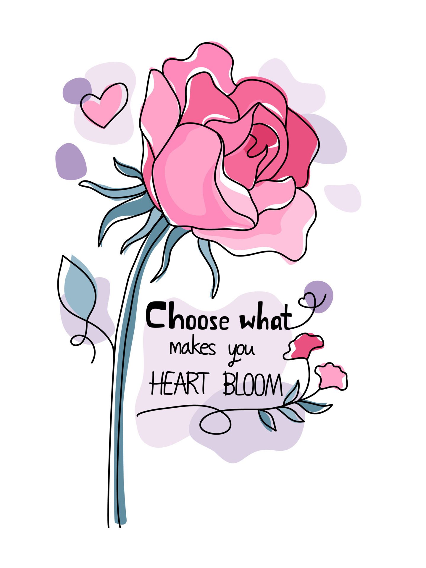 Rose design and doodle style inspirational quotes for t-shirts, bags, pillows, decorative cards, postcards, web design, mugs patterns etc. Free Vector and Free SVG