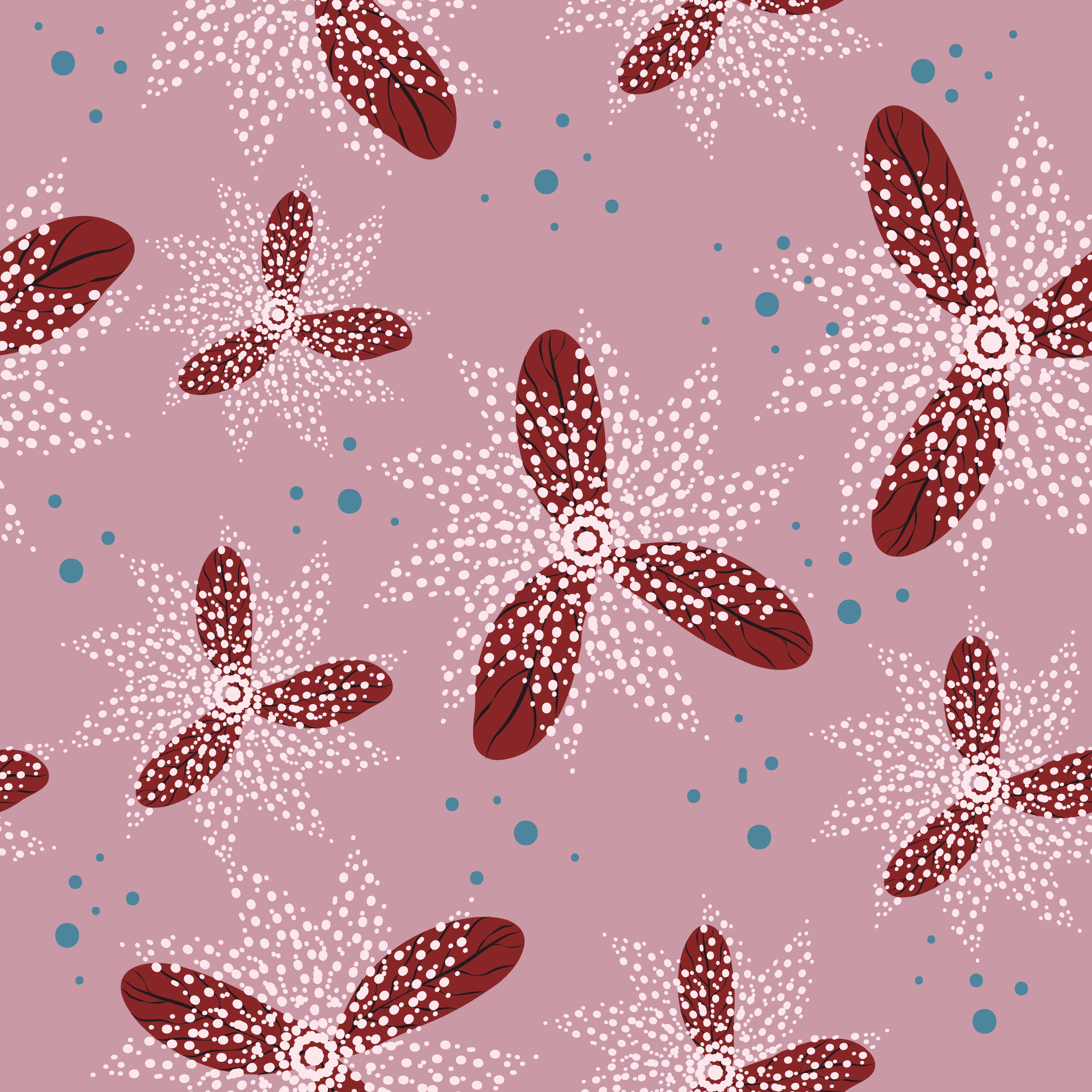 Abstract bright red floral pattern Free Vector