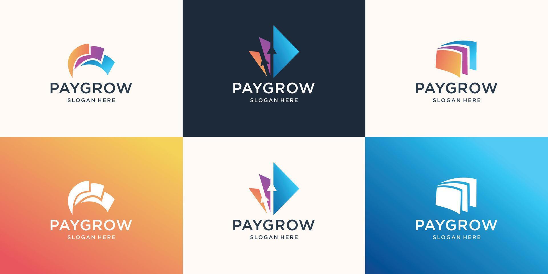 Set of collection payment vector logo design with growth arrow shape design. Stock Free