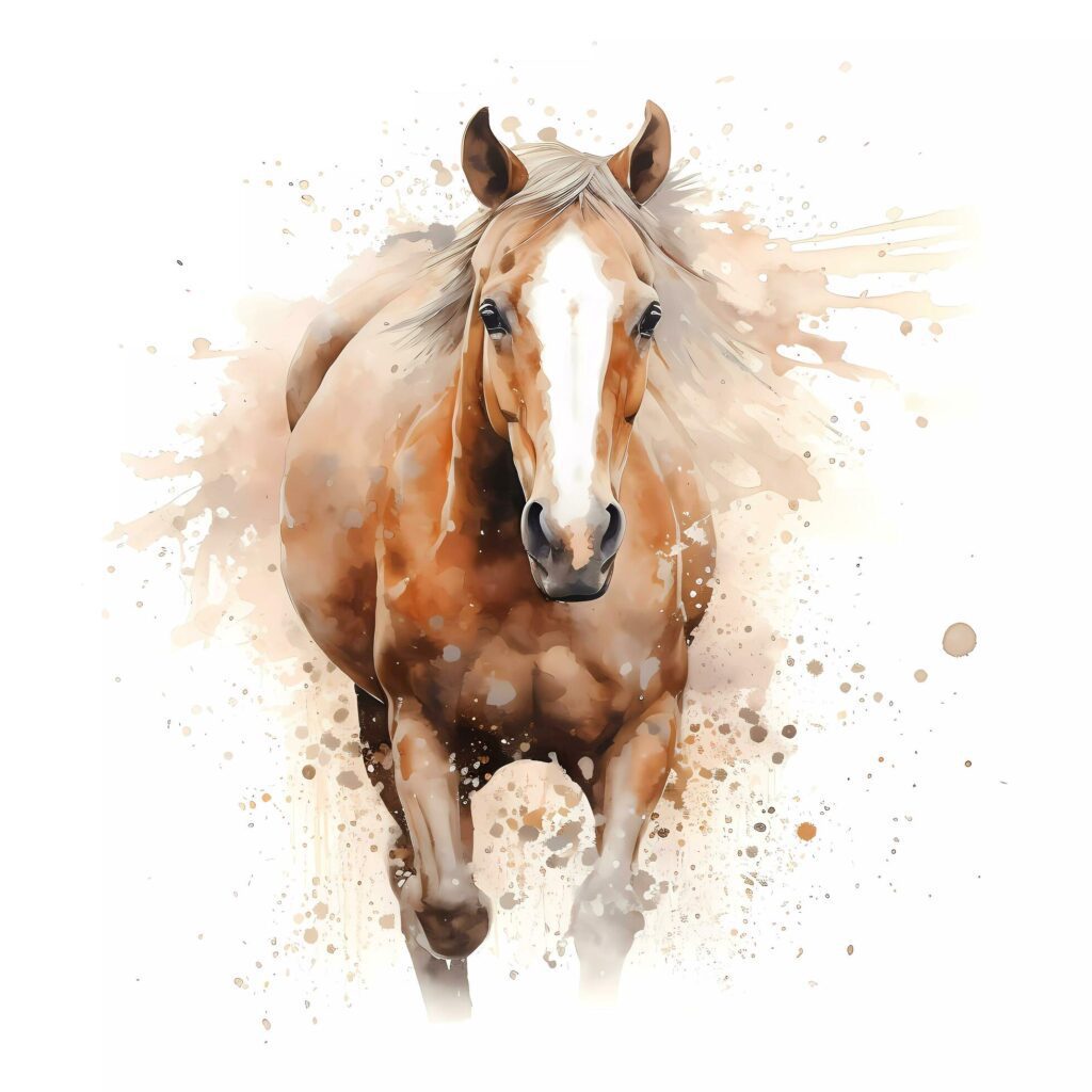 Abstract watercolour image of a horse running Stock Free