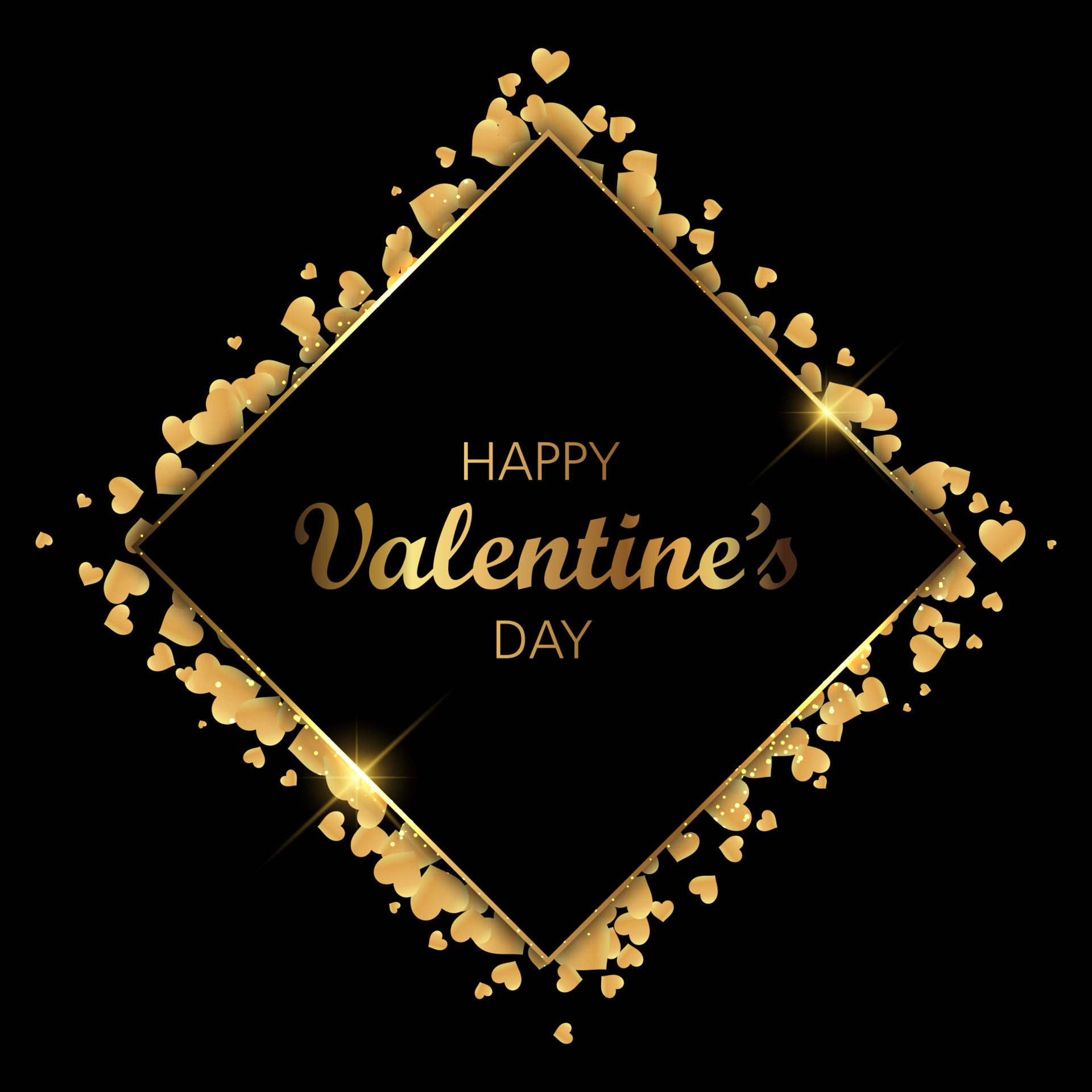 Black and gold Valentines Day background Free Vector