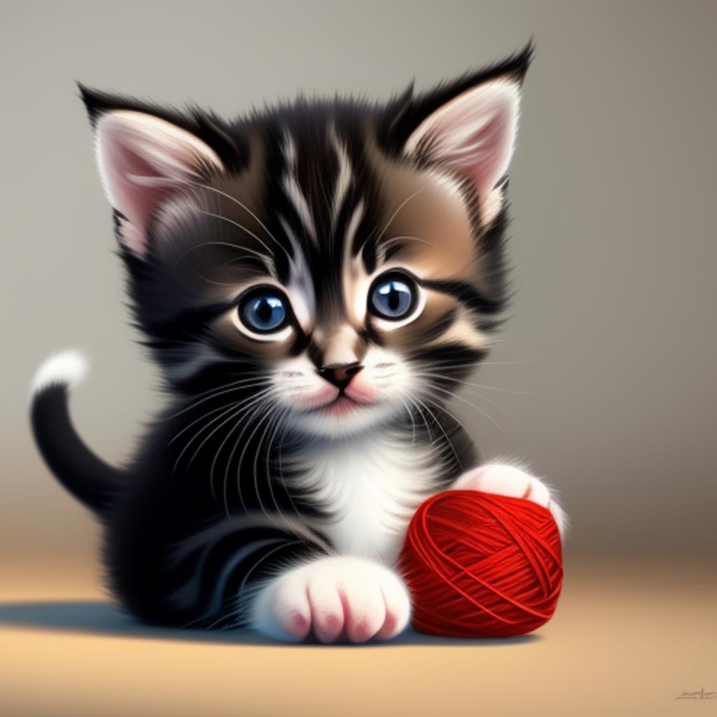 A baby kitten playing by @ai_generated