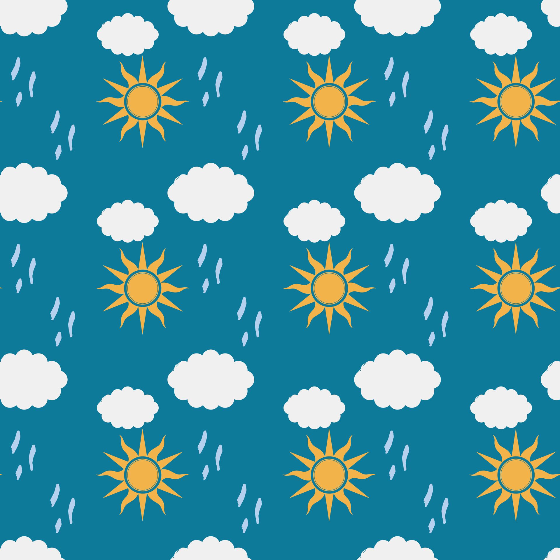 Sunny And Rainy Seamless Pattern Design Free Vector