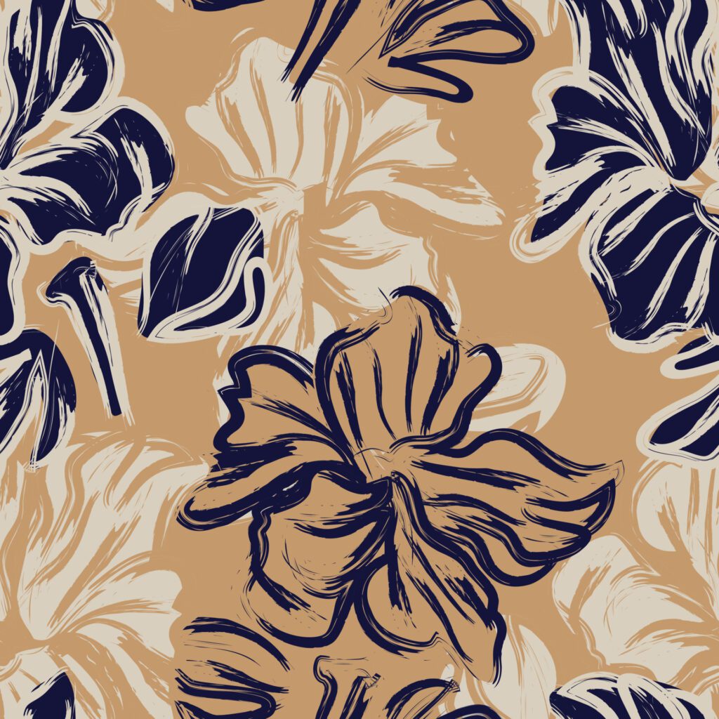 Brown Floral Brush strokes Seamless Pattern Background Free Vector