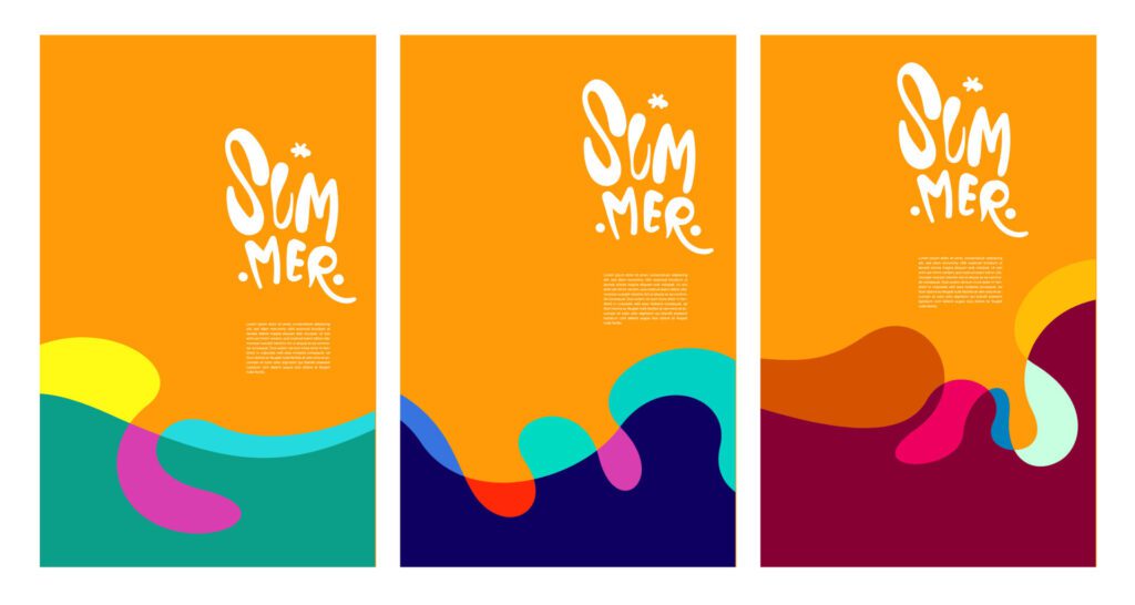 Vector Colorful Fluid and Liquid Summer Brochure Background Template Free Vector