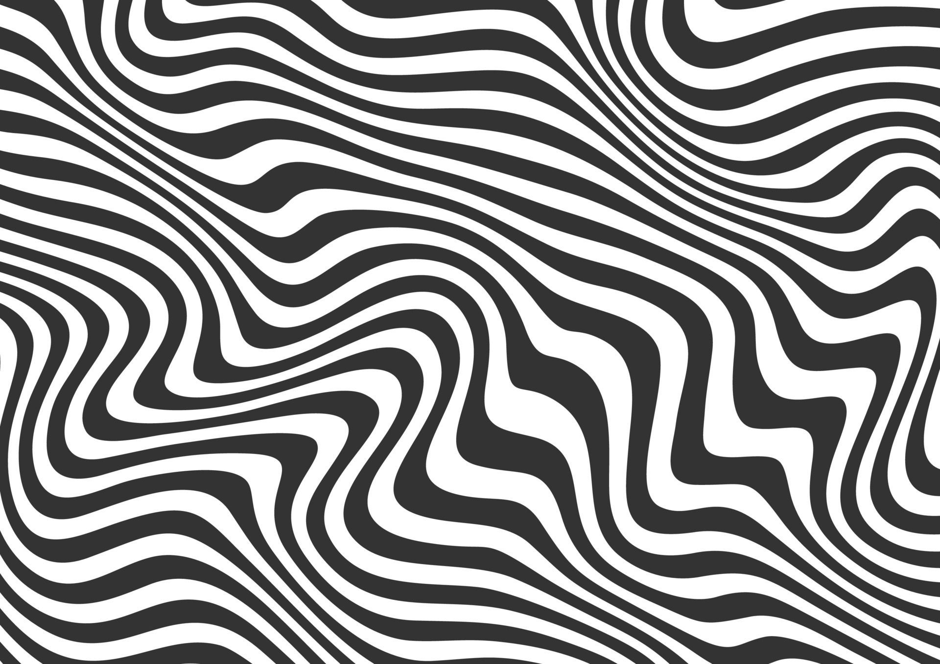 Abstract black and white wavy lines striped background Free Vector