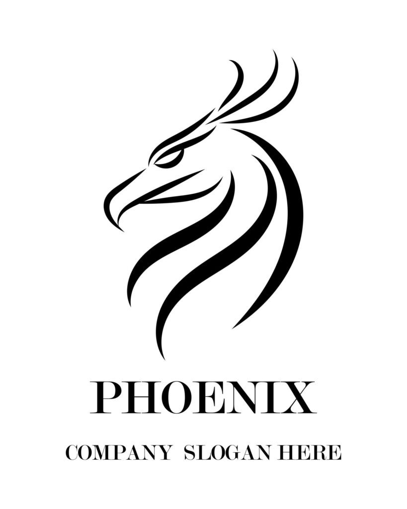 Black vector logo of phoenix. It shows power and strength. Stock Free