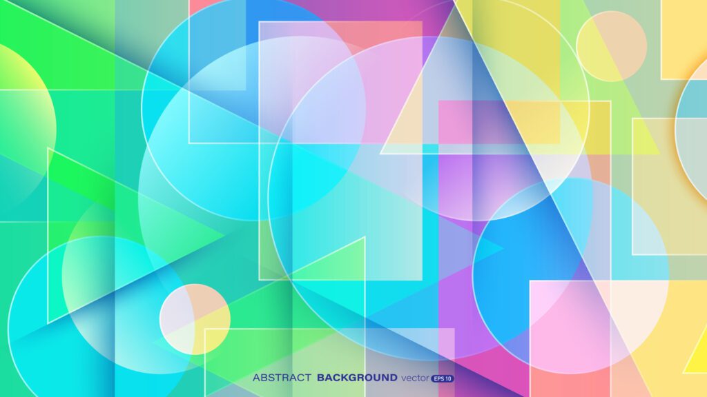 Abstract background decoration with colorful geometric shapes and lines overlapping. Modern vector template design Free Vector