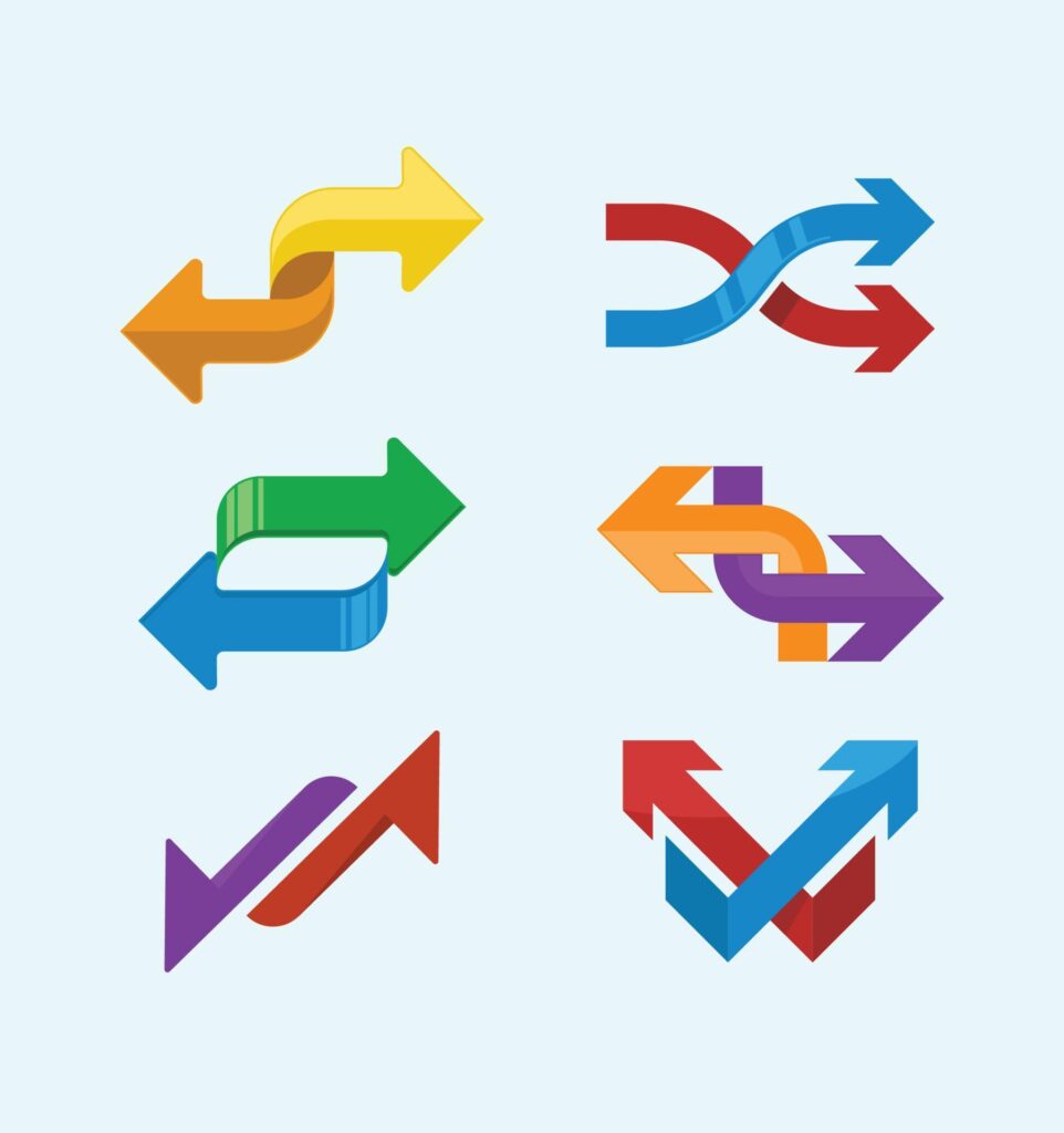 flat arrow collection design in vector Stock Free