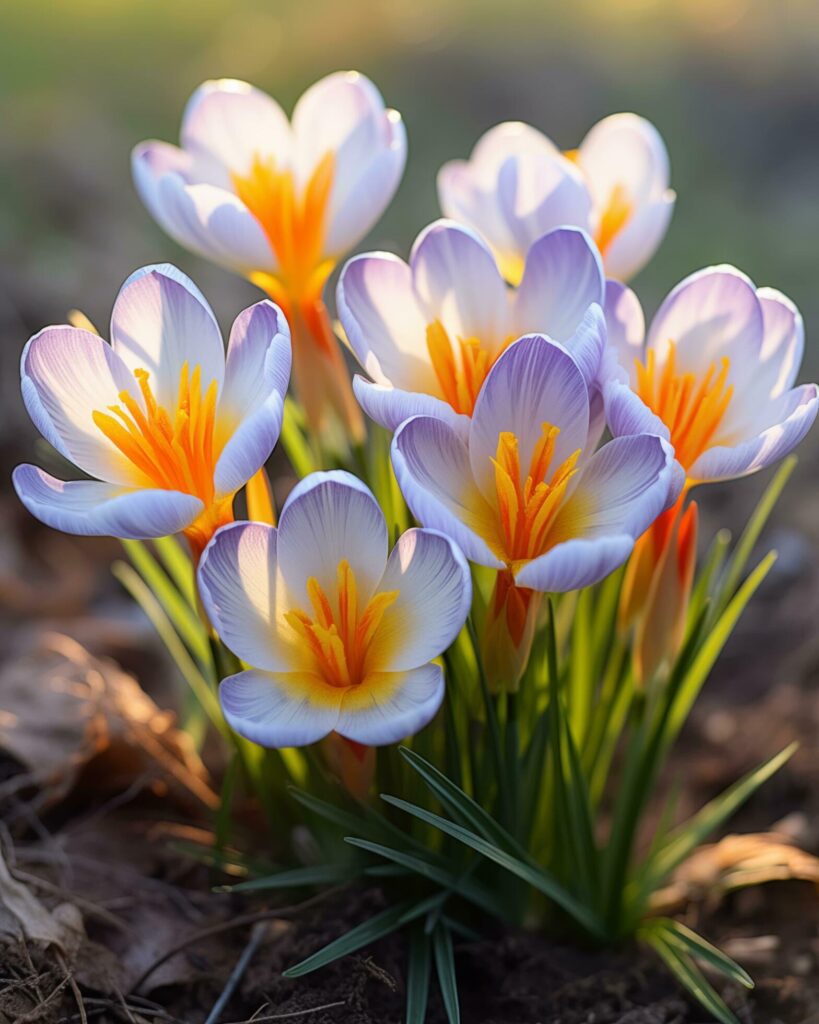 Beautiful crocus flowers in early spring. Selective focus. Free Photo