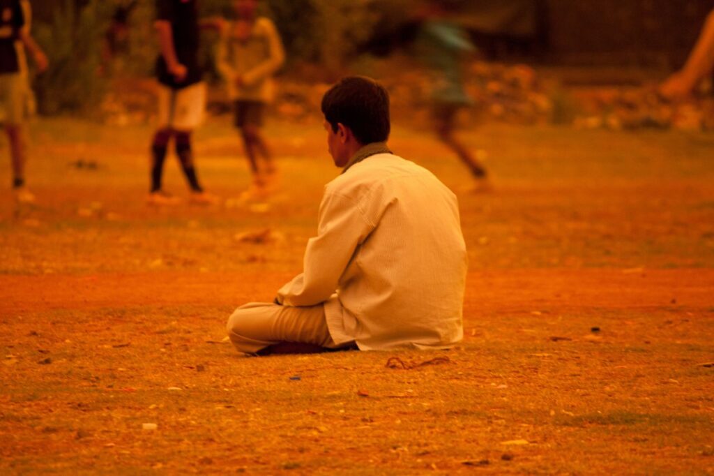 Man Sitting Thinking Stock Free