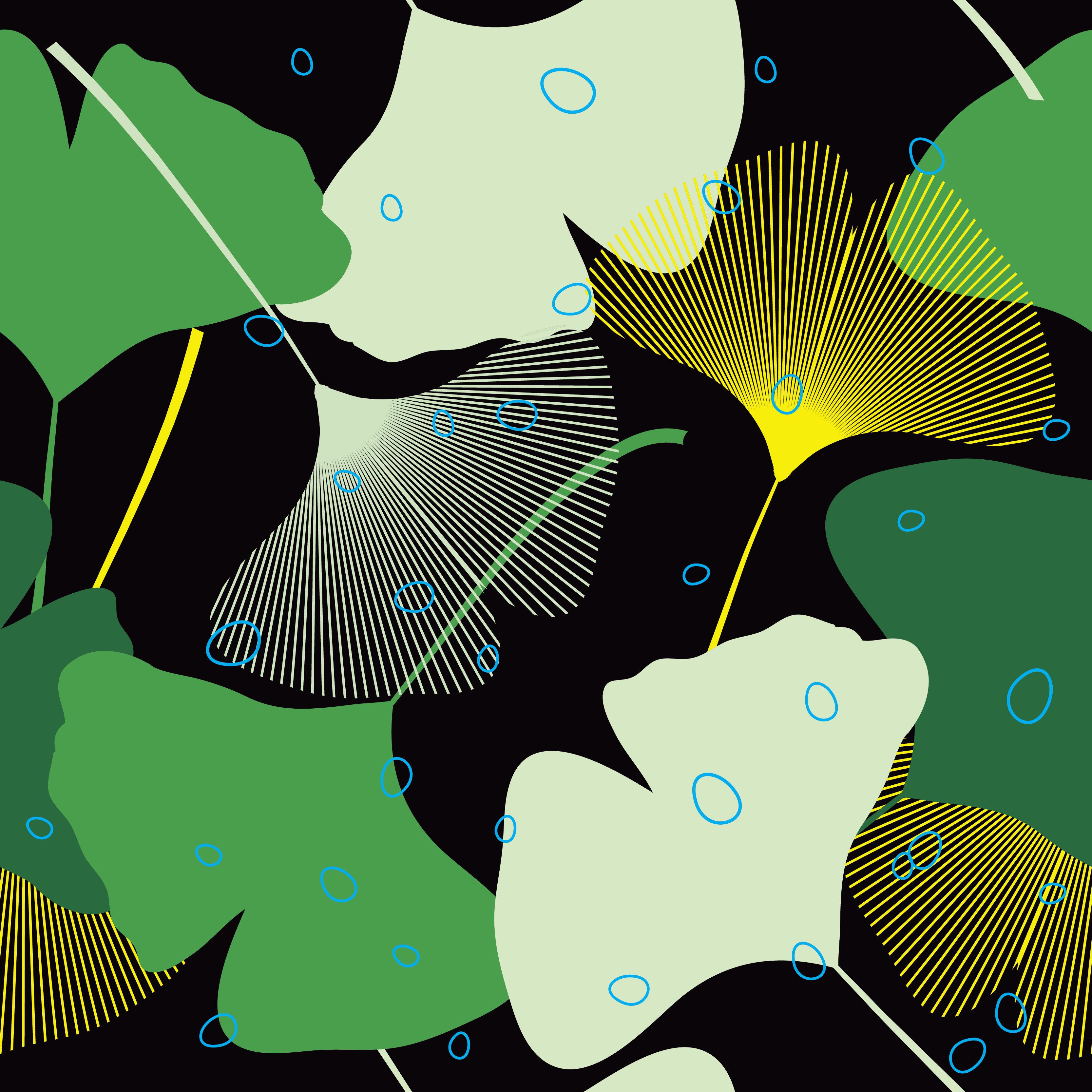 Ginkgo leaves bold abstract pattern Free Vector