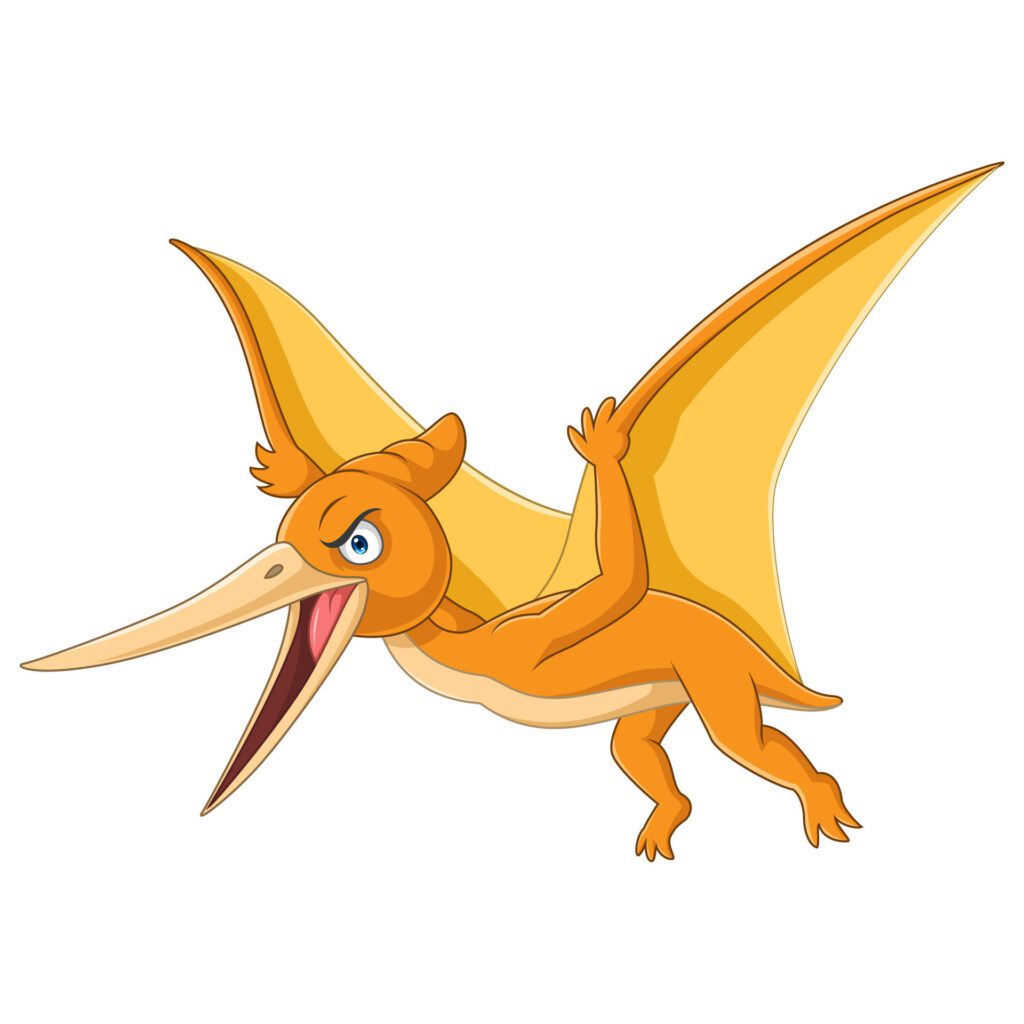 Cartoon pterodactyl on white background Free Vector