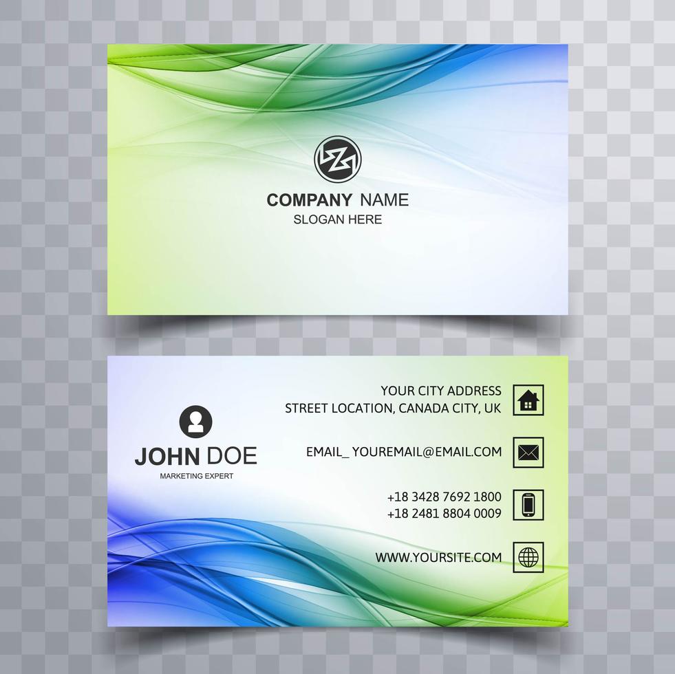 Abstract stylish wave colorful business card template design Stock Free