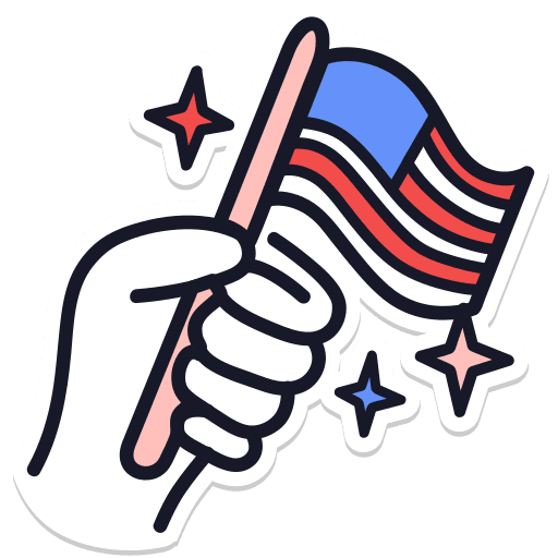 Hand, with, flag sticker