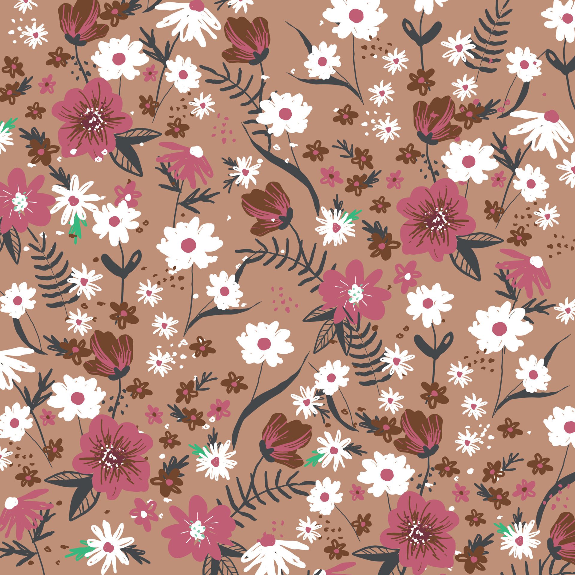 Trendy Seamless Floral Pattern Free Vector