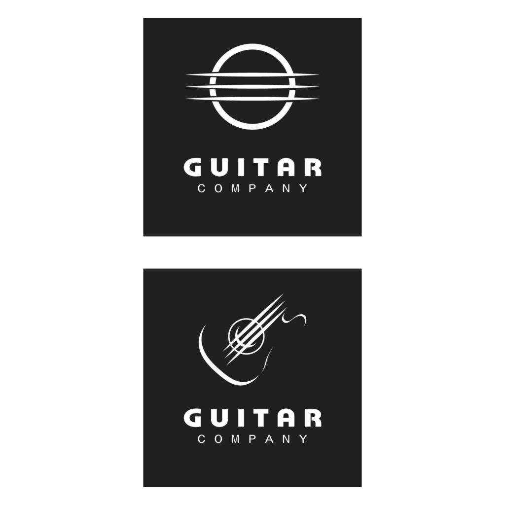 Cross Guitar Music Band Emblem Stamp Vintage Retro logo design Stock Free