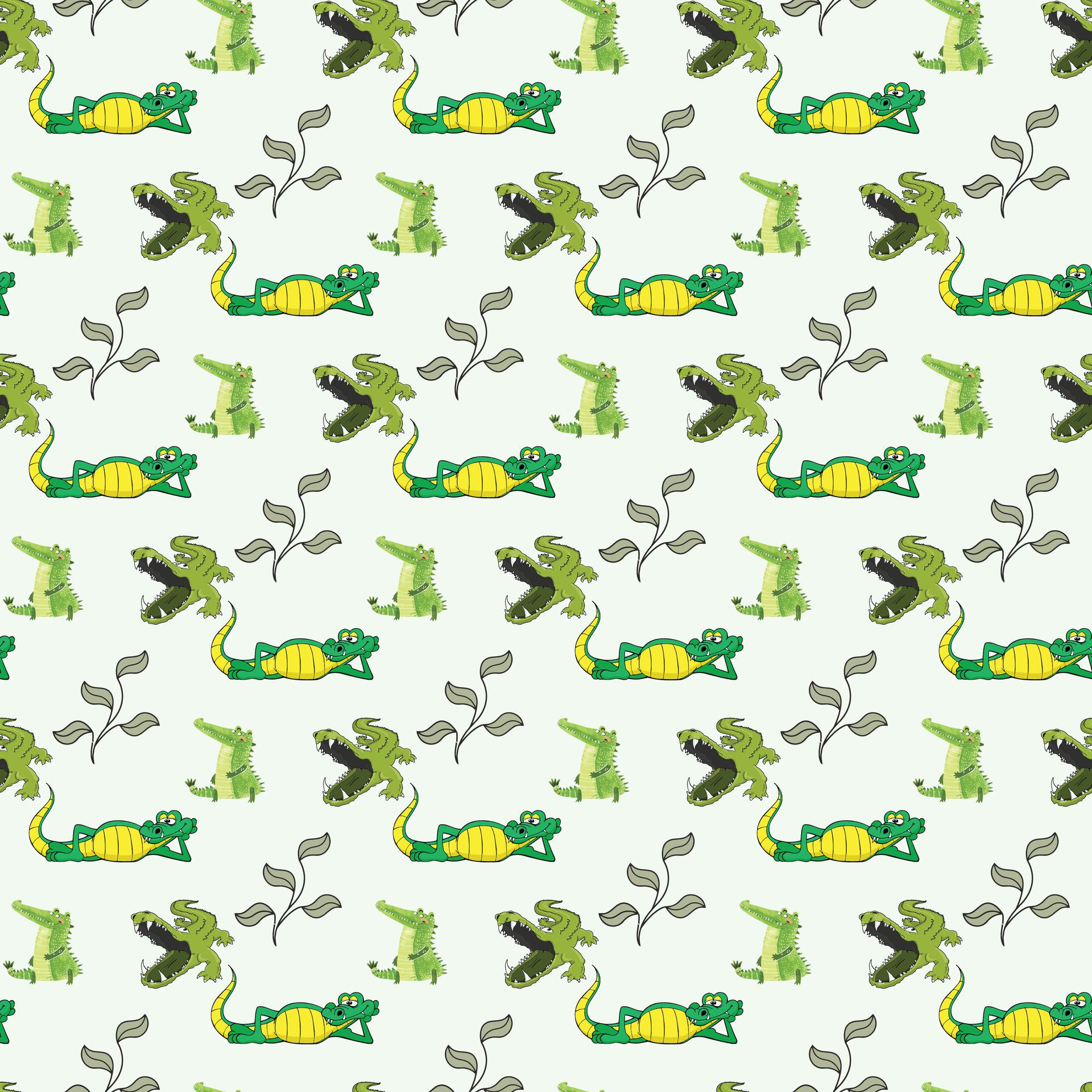 Crocodiles Alligators Reptiles Seamless Pattern Design Free Vector