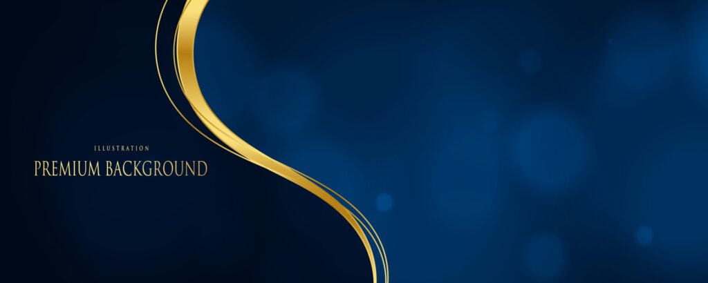 Abstract blue background with golden waves in a luxurious and simple feel vector illustration Free Vector