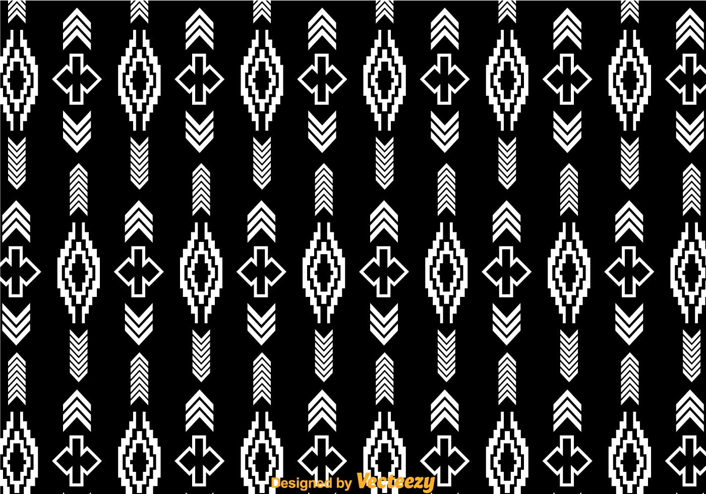 White Aztec Pattern On Black Free Vector and Free SVG