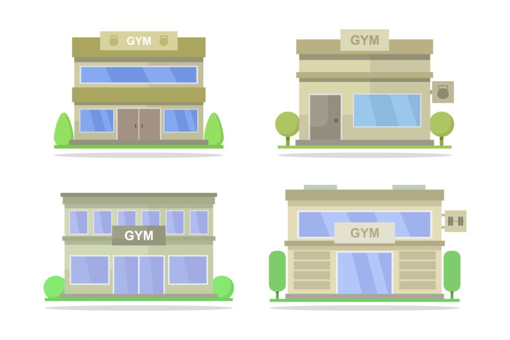 Gym buildings illustrated on white background Free Vector