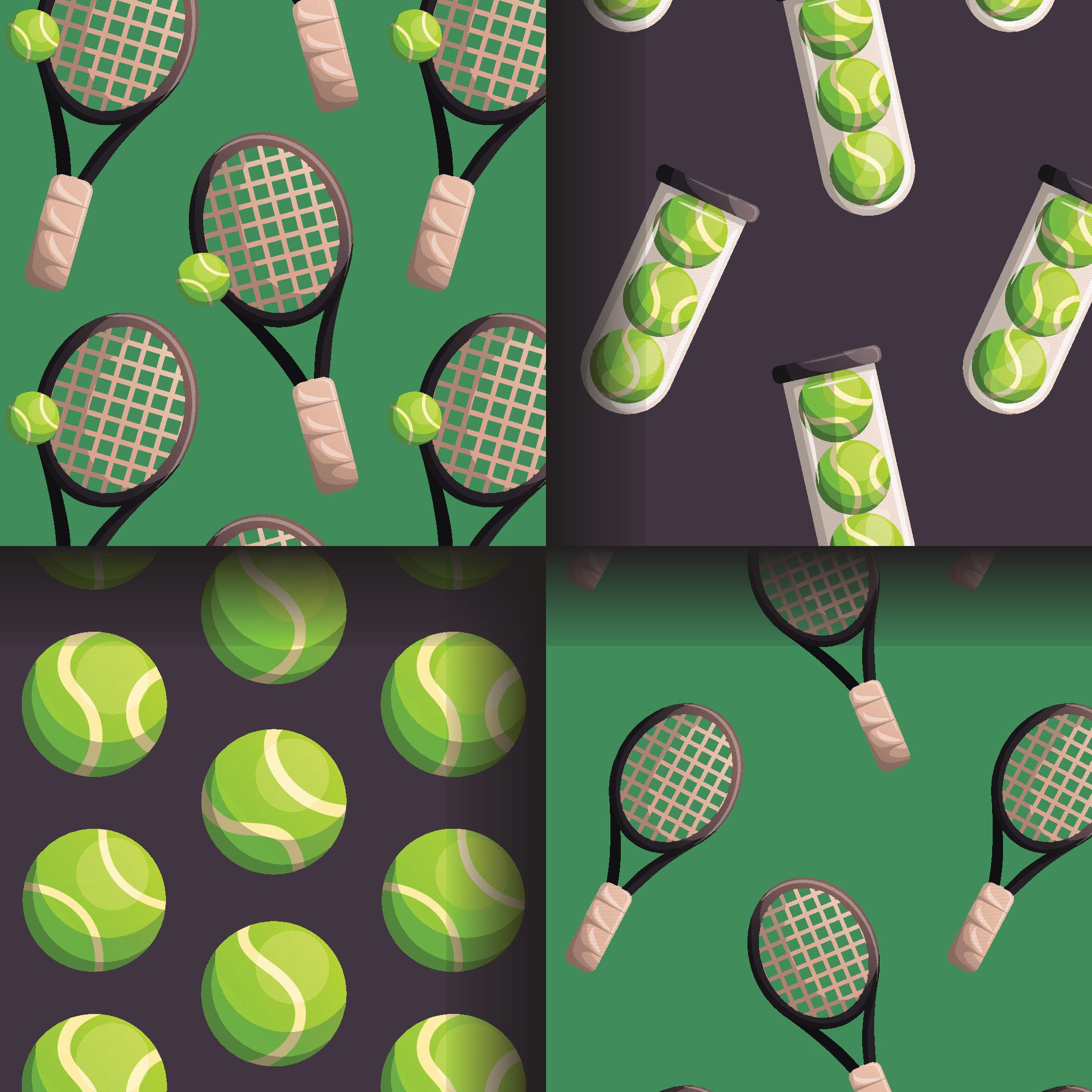 tennis sport pattern illustration set Free Vector