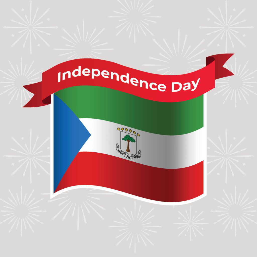 Equatorial Guinea Wavy Flag Independence Day Banner Background Free Vector