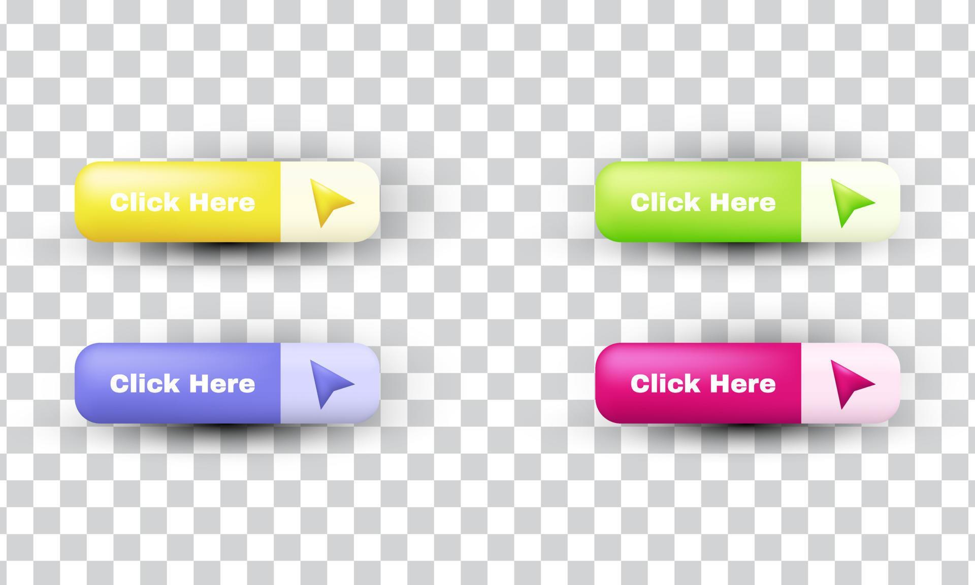 unique 3d click here button arrow pointer clicking design icon isolated on Stock Free