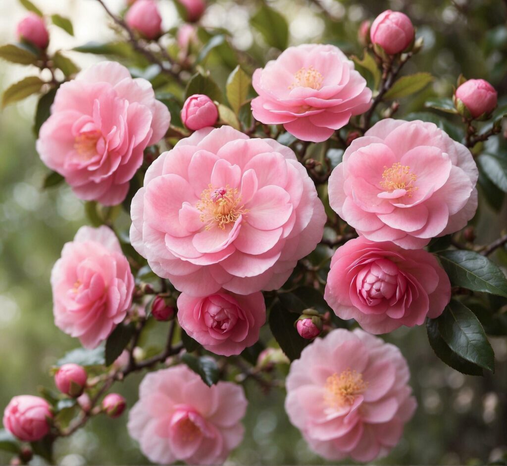 cherry blossom in springtime, closeup of pink flowers Free Photo