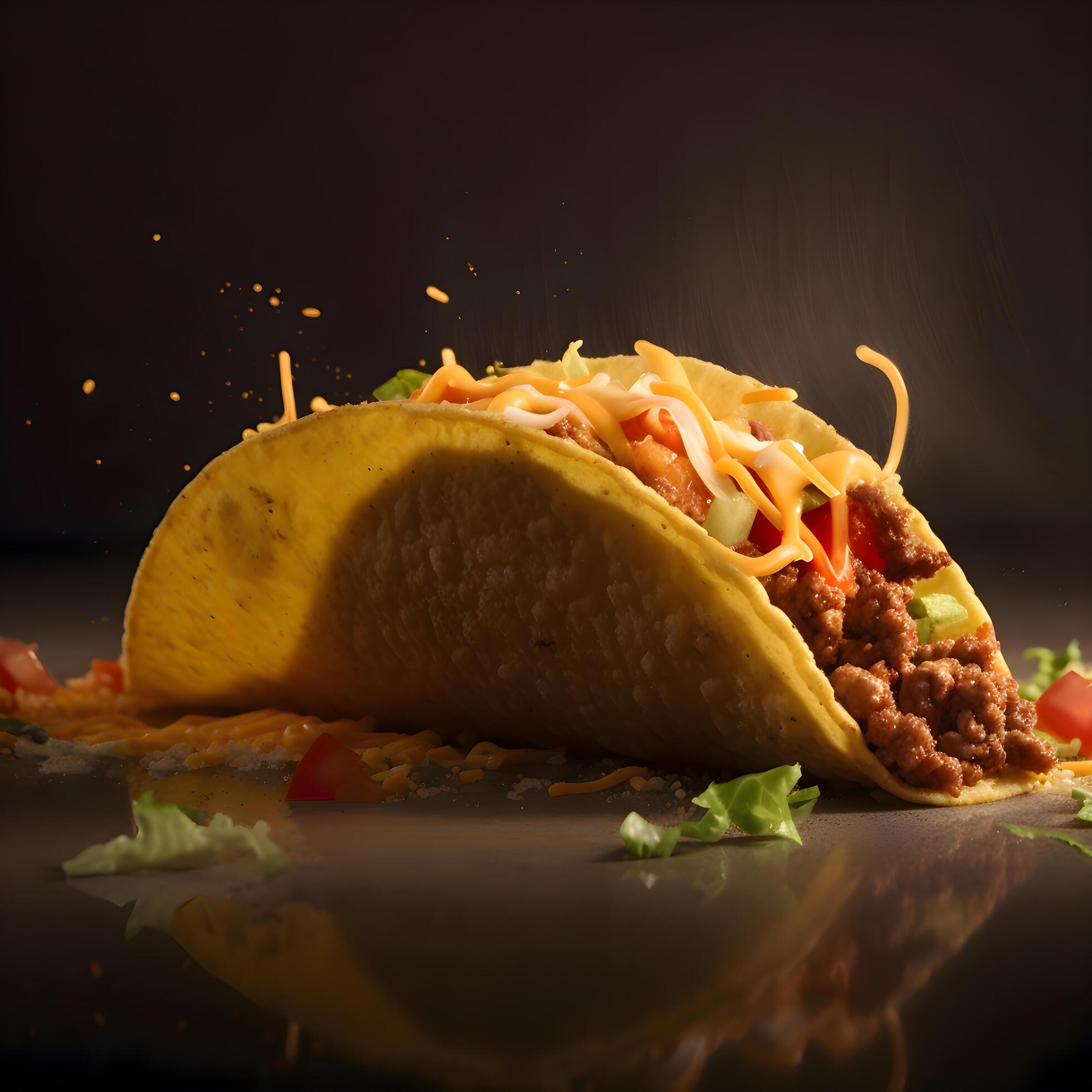 Tacos with meat and vegetables on a dark background. Mexican food, Image Stock Free