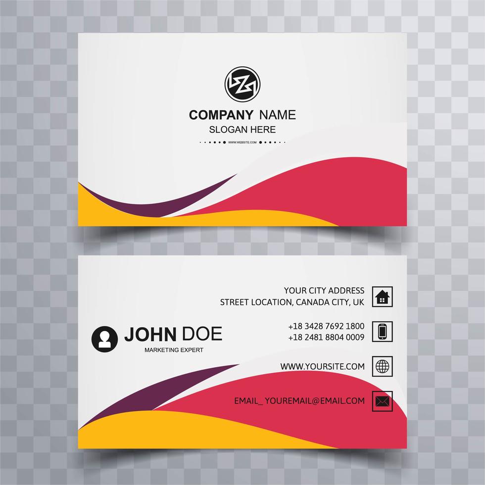 Abstract stylish wave colorful business card template design Stock Free