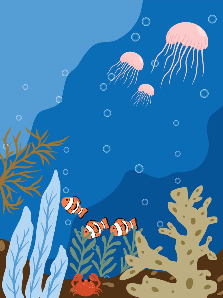 Underwater background illustration on blue background Free Vector