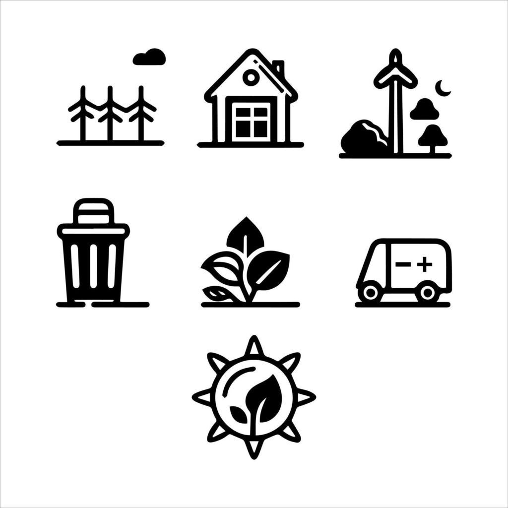 Eco or ever green icon set Stock Free